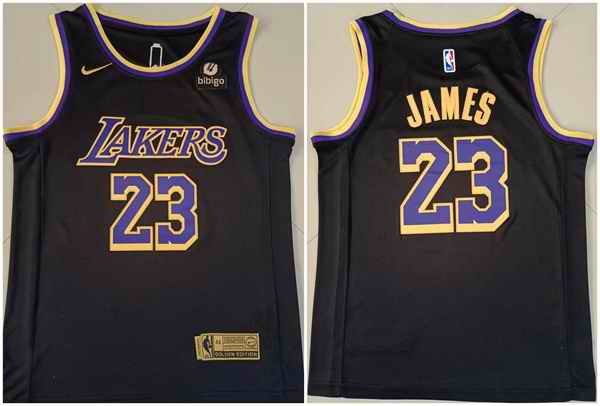 Men's Los Angeles Lakers #23 LeBron James bibigo Black Stitched Basketball Jersey