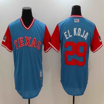 Men's Texas Rangers #29 Adrian Beltre El Koja Majestic Royal/Light 2018 Players' Weekend Stitched MLB Jersey