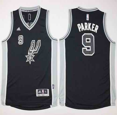 Spurs #9 Tony Parker Black New Road Youth Stitched NBA Jersey