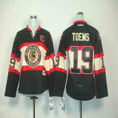 Blackhawks #19 Janathan Toews Black Women's New Third Stitched NHL Jersey