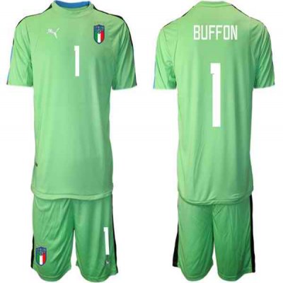 Men's Italy #1 Buffon Green Goalkeeper Soccer Jersey Suit