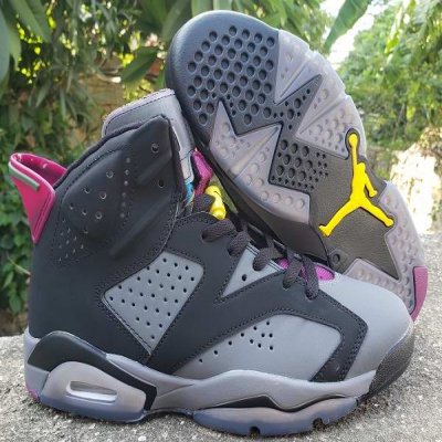 Men's Running Weapon Air Jordan 6 Black/Pink/Grey Shoes 042