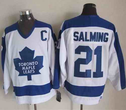 Maple Leafs #21 Borje Salming White/Blue CCM Throwback Stitched NHL Jersey