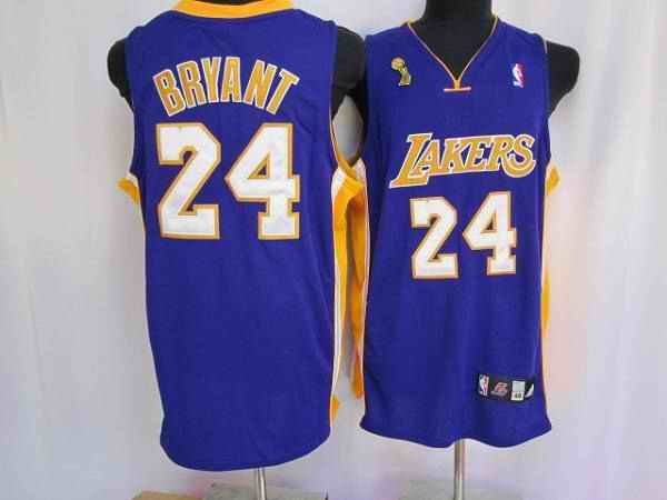 Lakers #24 Kobe Bryant Stitched Purple Champion Patch NBA Jersey