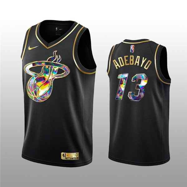 Men's Miami Heat #13 Bam Adebayo  2021/22 Black Golden Edition 75th Anniversary Diamond Logo Stitched Basketball Jersey