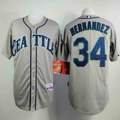 Mariners #34 Felix Hernandez Grey Cool Base Stitched MLB Jersey