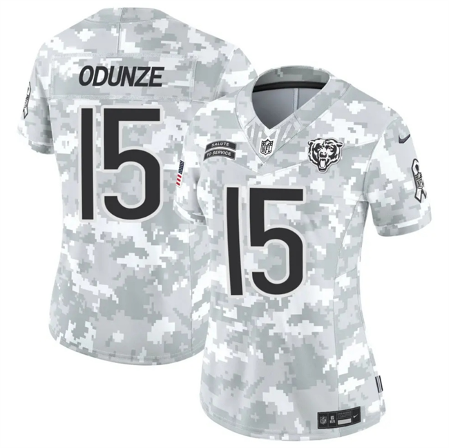 Women's Chicago Bears #15 Rome Odunze 2024 F.U.S.E Arctic Camo Salute to Service Limited Stitched Football Jersey(Run Small)