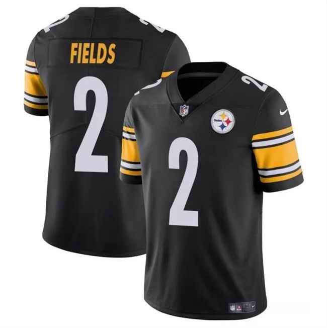 Men's Pittsburgh Steelers #2 Justin Fields Black Vapor Untouchable Limited Stitched Jersey