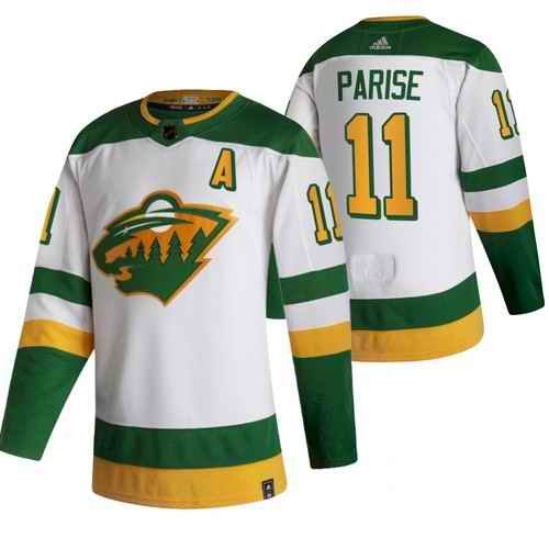 Men's Minnesota Wild #11 Zach Parise 2021 White Reverse Retro Stitched Jersey