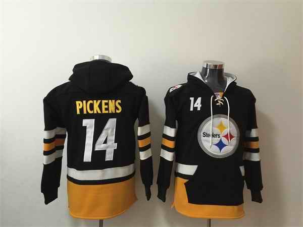 Men's Pittsburgh Steelers #14 George Pickens Black Ageless Must-Have Lace-Up Pullover Hoodie