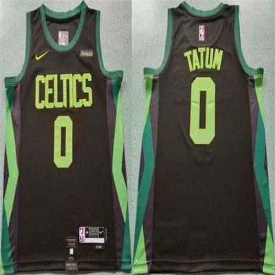 Men's Boston Celtics #0 Jayson Tatum Black 2024-25 City Edition Statement Edition Stitched Basketball Jersey