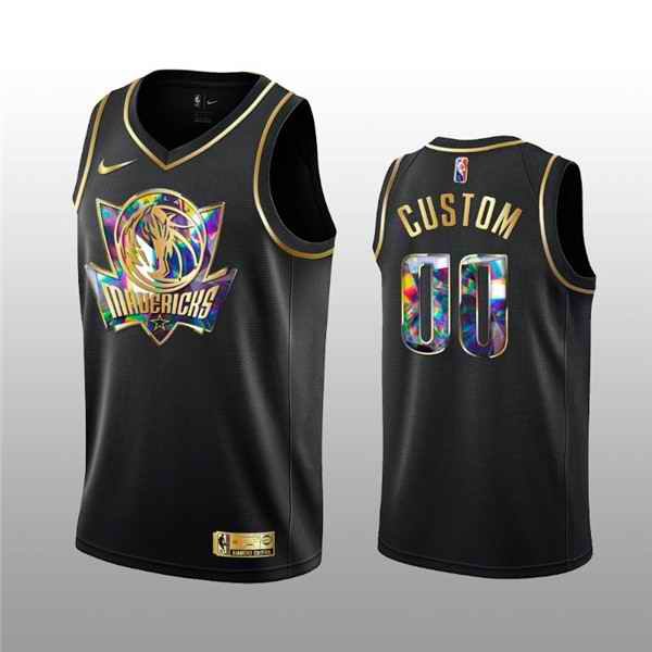 Men's Dallas Mavericks Active Player Custom 2021/22 Black Golden Edition 75th Anniversary Diamond Logo Stitched Basketball Jersey