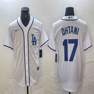 Men's Los Angeles Dodgers #17 Shohei Ohtani White Cool Base Stitched Baseball Jersey