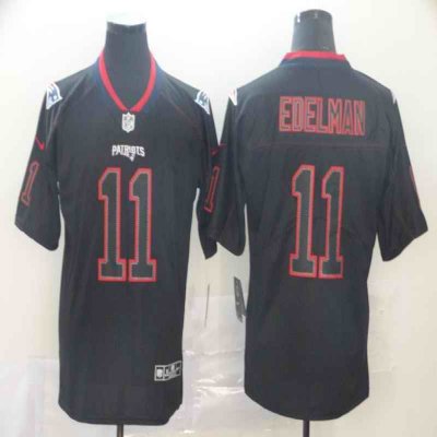 Men's New England Patriots #11 Julian Edelman 2019 Black Lights Out Stitched NFL Jersey