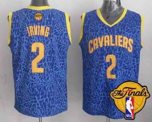 Cavaliers #2 Kyrie Irving Blue Crazy Light The Finals Patch Stitched NBA Jersey