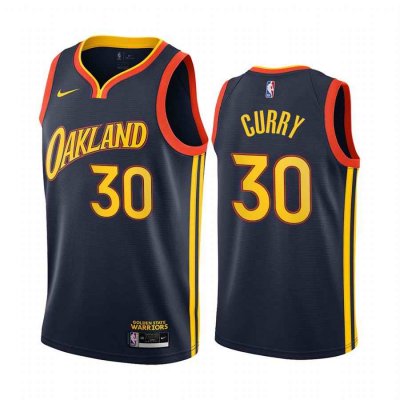 Men's Golden State Warriors #30 Stephen Curry Navy City Edition Stitched Jersey