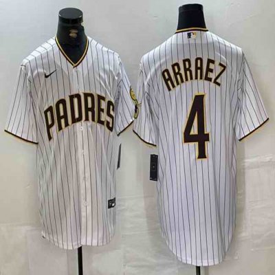 Men's San Diego Padres #4 Luis Arraez White Cool Base Stitched Baseball Jersey