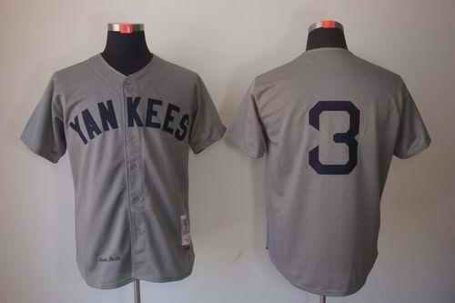 Mitchell And Ness 1929 Yankees #3 Babe Ruth Grey Throwback Stitched MLB Jersey