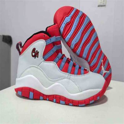 Men's Running Weapon Air Jordan 10 White/Red Shoes 007