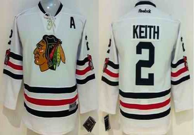 Blackhawks #2 Duncan Keith White 2015 Winter Classic Stitched Youth NHL Jersey