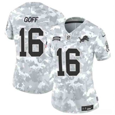 Women's Detroit Lions #16 Jared Goff 2024 F.U.S.E Arctic Camo Salute to Service Limited Stitched Jersey(Run Small)