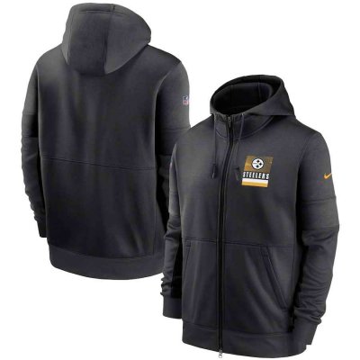 Men's Pittsburgh Steelers Black Sideline Impact Lockup Performance Full-Zip Hoodie