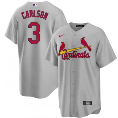 Men's St. Louis Cardinals #3 Dylan Carlson Grey Cool Base Stitched Jersey