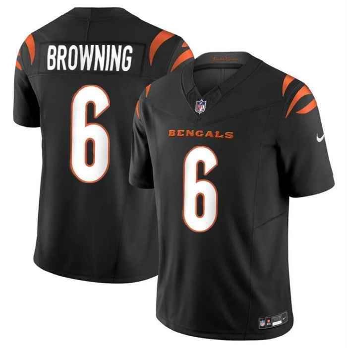 Men's Cincinnati Bengals #6 Jake Browning Black 2023 F.U.S.E.  Vapor Untouchable Limited Stitched Jersey