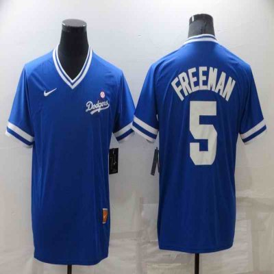 Men's Los Angeles Dodgers #5 Freddie Freeman Royal Stitched Baseball Jersey