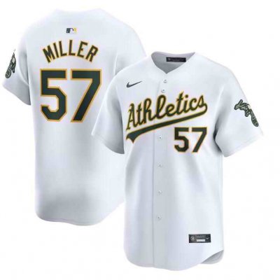 Men's Oakland Athletics #57 Mason Miller White Home Limited  Stitched Jersey