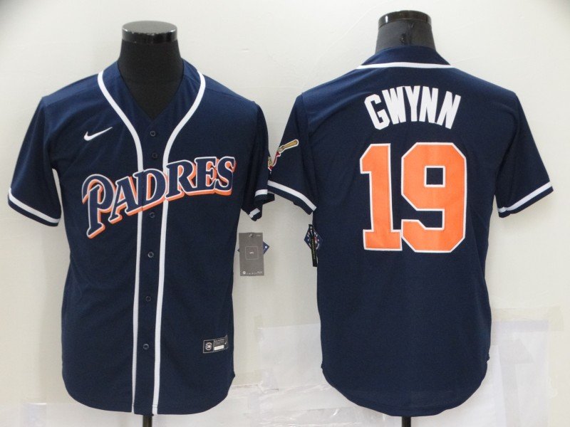 Men's San Diego Padres #19 Tony Gwynn Navy Cool Base Stitched Jersey