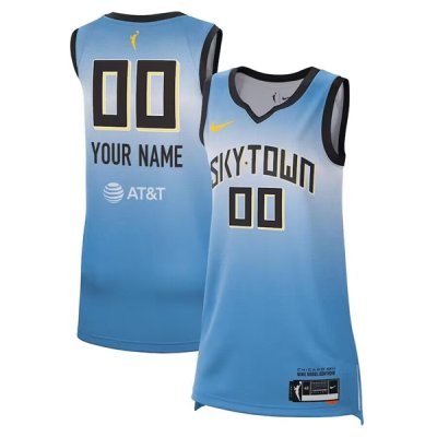 Men's Chicago Sky Active Player Custom Light Blue 2024 Rebel Edition Stitched Basketball Jersey