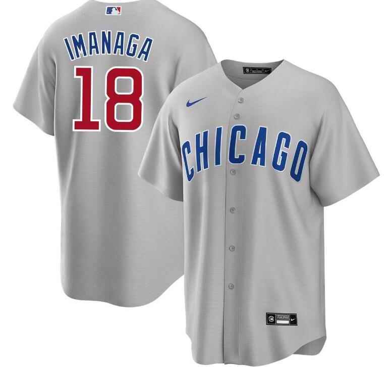 Men's Chicago Cubs #18 Sh'ta Imanaga Grey Cool Base Stitched Baseball Jersey