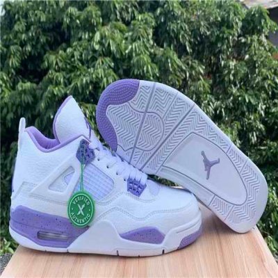 Women's Running weapon Air Jordan 4 White/Purple Shoes 084