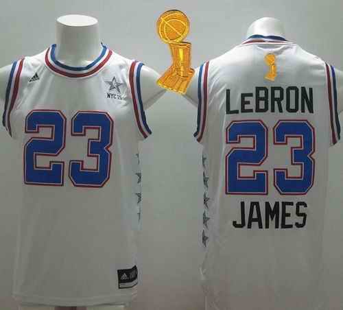 Cavaliers #23 LeBron James White 2015 All Star The Champions Patch Stitched NBA Jersey