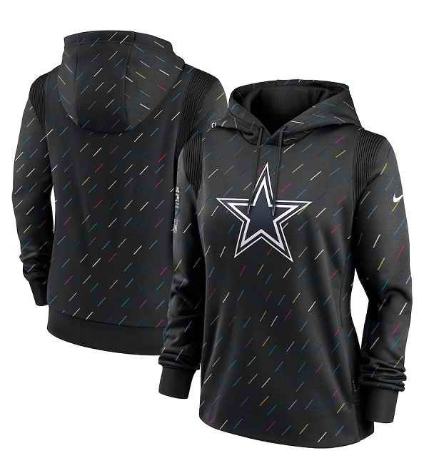 Women's Dallas Cowboys 2021 Charcoal Crucial Catch Therma Pullover Hoodie(Run Small)