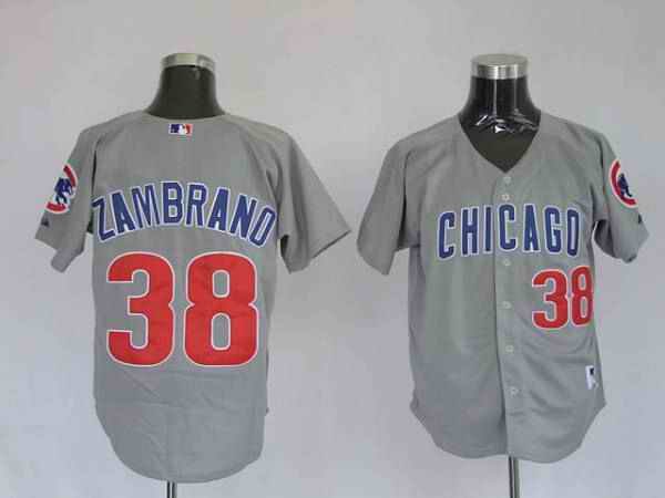 Cubs #38 Carlos Zambrano Stitched Grey MLB Jersey