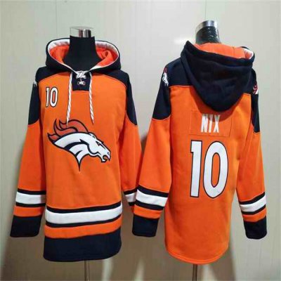 Men's Denver Broncos #10 Bo Nix Orange Ageless Must-Have Lace-Up Pullover Hoodie