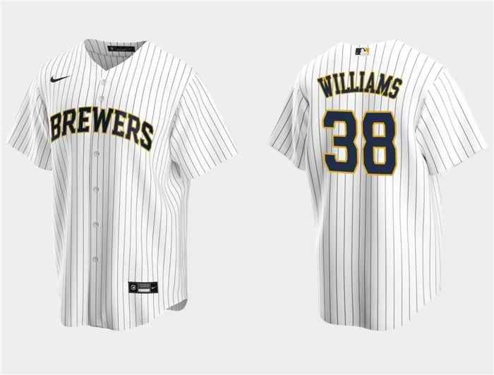 Men's Milwaukee Brewers #38 Devin Williams White Cool Base Stitched Jersey