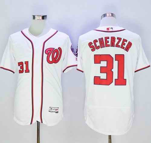 Nationals #31 Max Scherzer White Flexbase Authentic Collection Stitched MLB Jersey