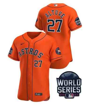 Men's Houston Astros #27 Jose Altuve 2021 Orange World Series Flex Base Stitched Baseball Jersey