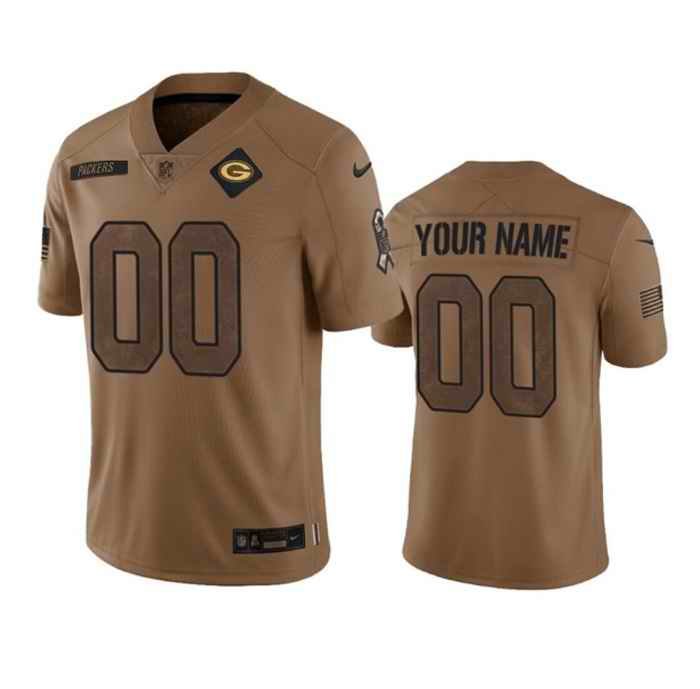 Men's Green Bay Packers Active Player Custom Brown 2023 Salute To Service  Limited Stitched Jersey