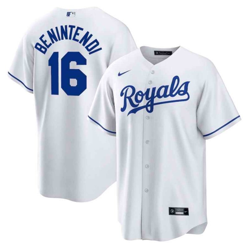 Men's Kansas City Royals #16 Andrew Benintendi White Cool Base Stitched Jersey