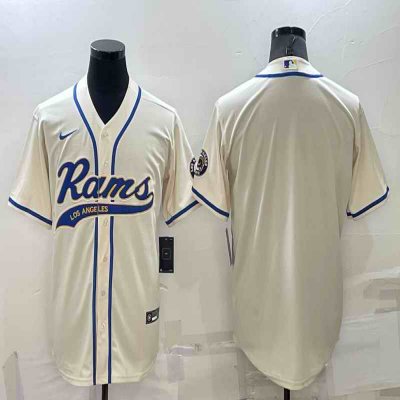 Men's Los Angeles Rams Blank Bone Cool Base Stitched Baseball Jersey