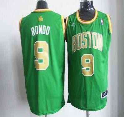 Celtics #9 Rajon Rondo Green(Gold NO.) Revolution 30 Stitched NBA Jersey