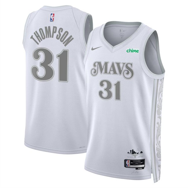 Men's Dallas Mavericks #31 Klay Thompson White 2024/25 City Edition Stitched Basketball Jersey