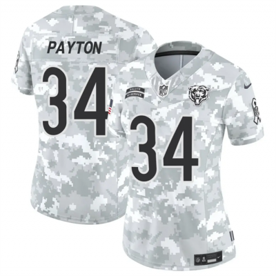 Women's Chicago Bears #34 Walter Payton  2024 F.U.S.E Arctic Camo Salute to Service Limited Stitched Football Jersey(Run Small)