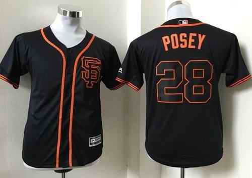 Giants #28 Buster Posey Black Alternate Stitched Youth MLB Jersey