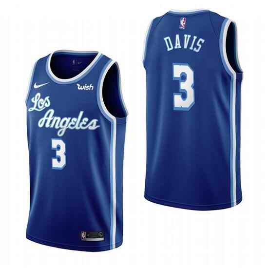 Men's Los Angeles Lakers #3 Anthony Davis Blue Classic Edition Swingman Stitched Jersey