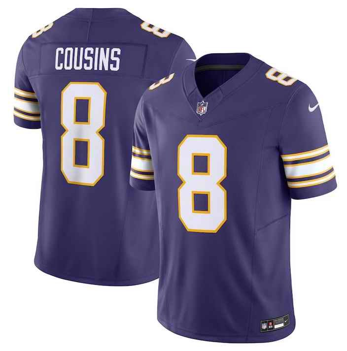 Men's Minnesota Vikings #8 Kirk Cousins Purple 2023 F.U.S.E. Vapor Untouchable Limited Stitched Jersey